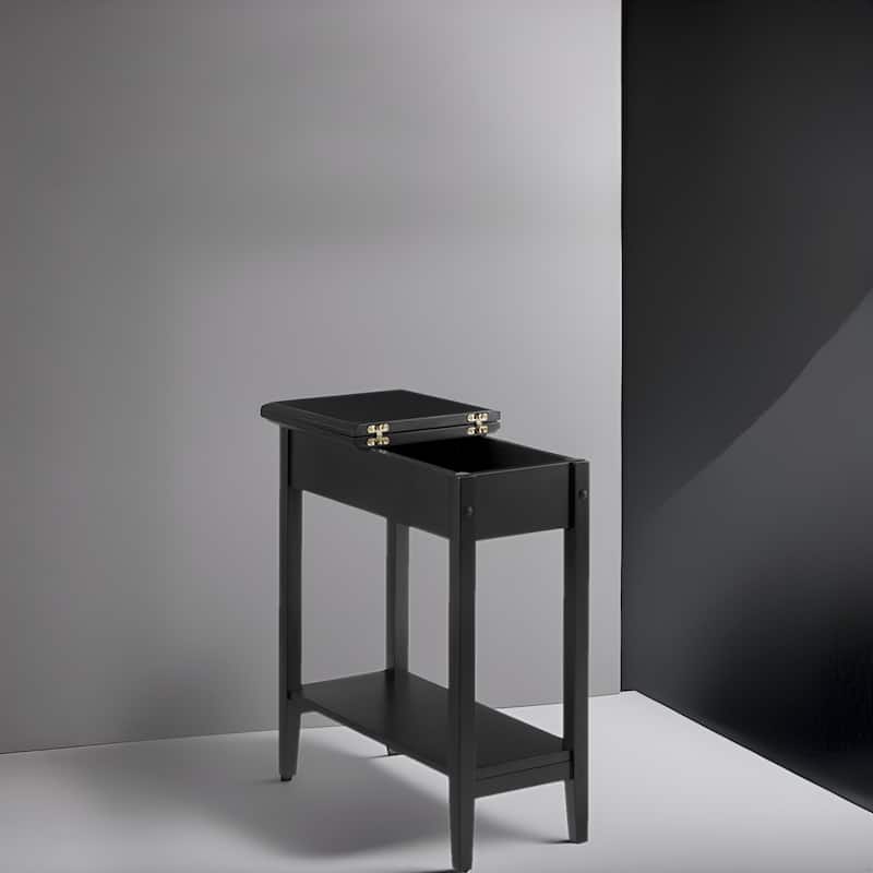 Wooden Flip-Top Side Table with Spacious Storage, Compact Space-Saving Design and Convenient Shelf