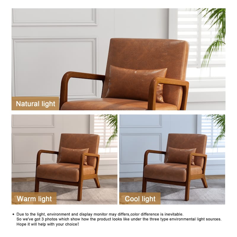 Mid Century Solid Wood Upholstered Accent Chair