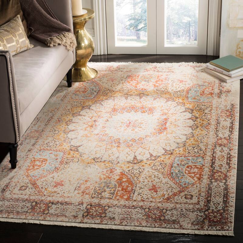 SAFAVIEH Vintage Distressed Boho Persian Bortola Oriental Polyester Rug - 5' x 7'6" - Cream/Rust