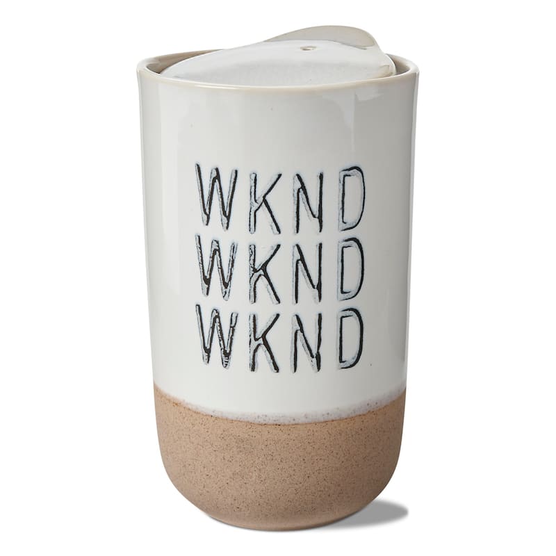 Weekend Travel Mug Ceramic 11oz Hand Wash Only 5.9in H x 3.35in L x 3.35in W Perfect for Spring Adventures