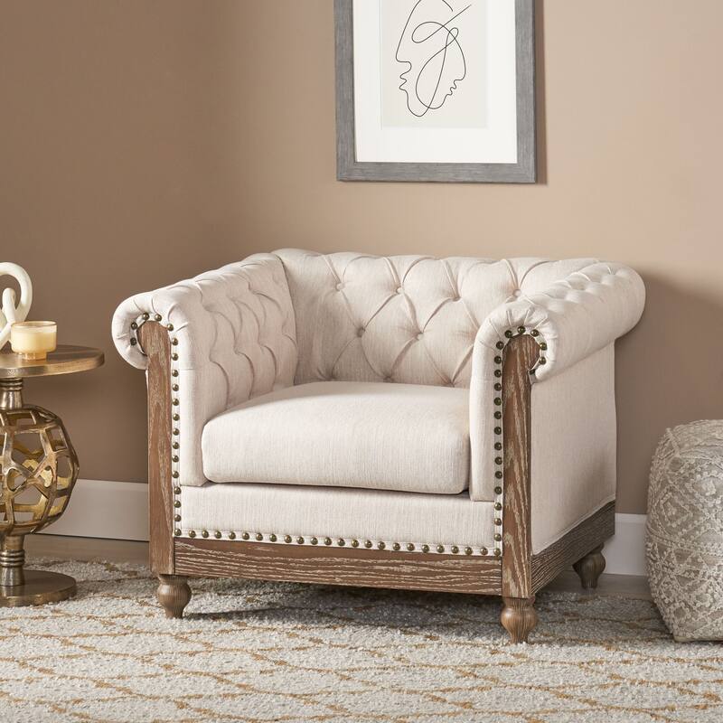 Castalia Chesterfield Tufted Club Chair by Christopher Knight Home - 39.00" L x 33.50" W x 28.00" H