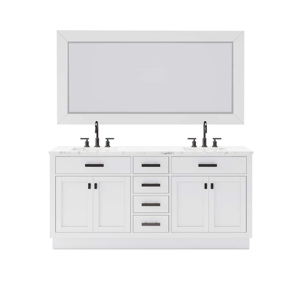 Hartford Marble Top Bath Vanity in White with Mirror & Faucet