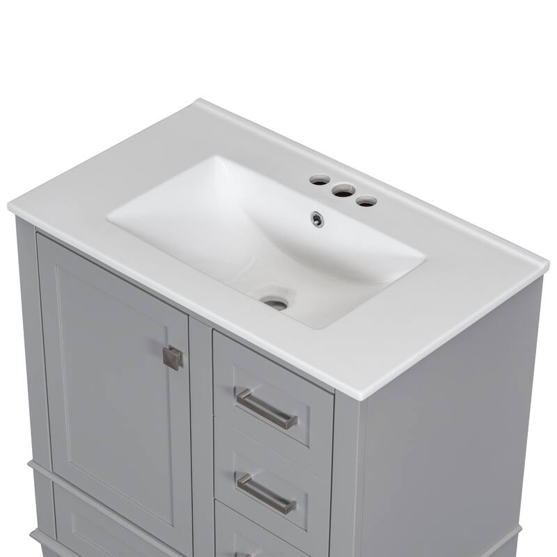 30 Inch Freestanding Bathroom Vanity Set with Integrated Ceramic Sink