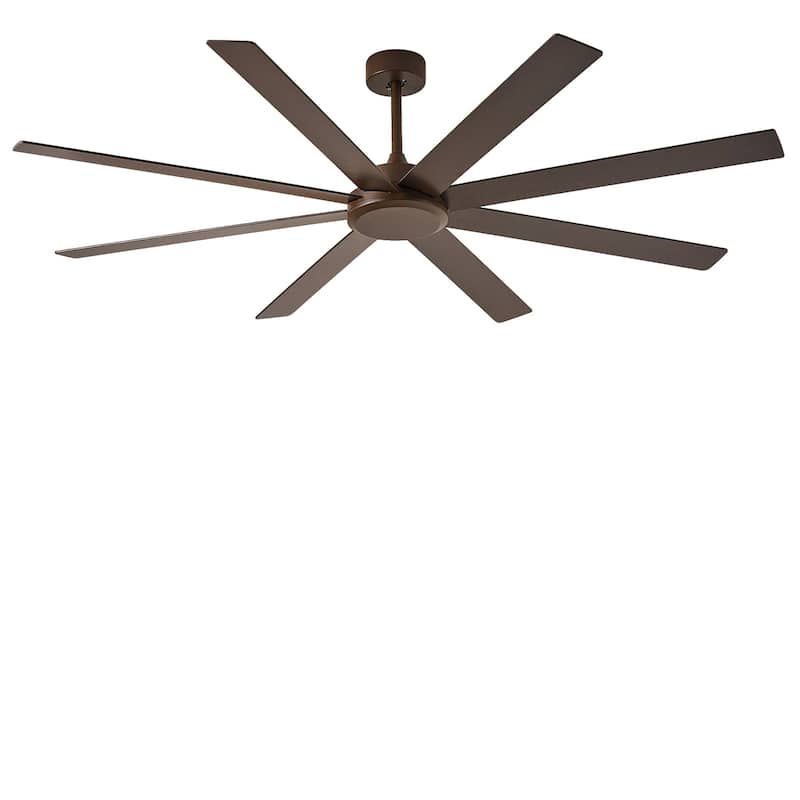 Large Ceiling Fan without Light - 8-Blade, Remote App Control, Dimmable 3CCT LED, Quiet DC Motor​ - 72-inch - Brown&Walnut