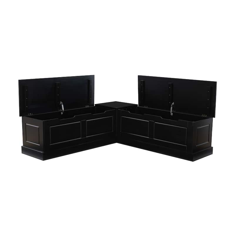 Josie Black Wooden 4-Piece Nook Table and Dining Chair Set with 2 Chairs