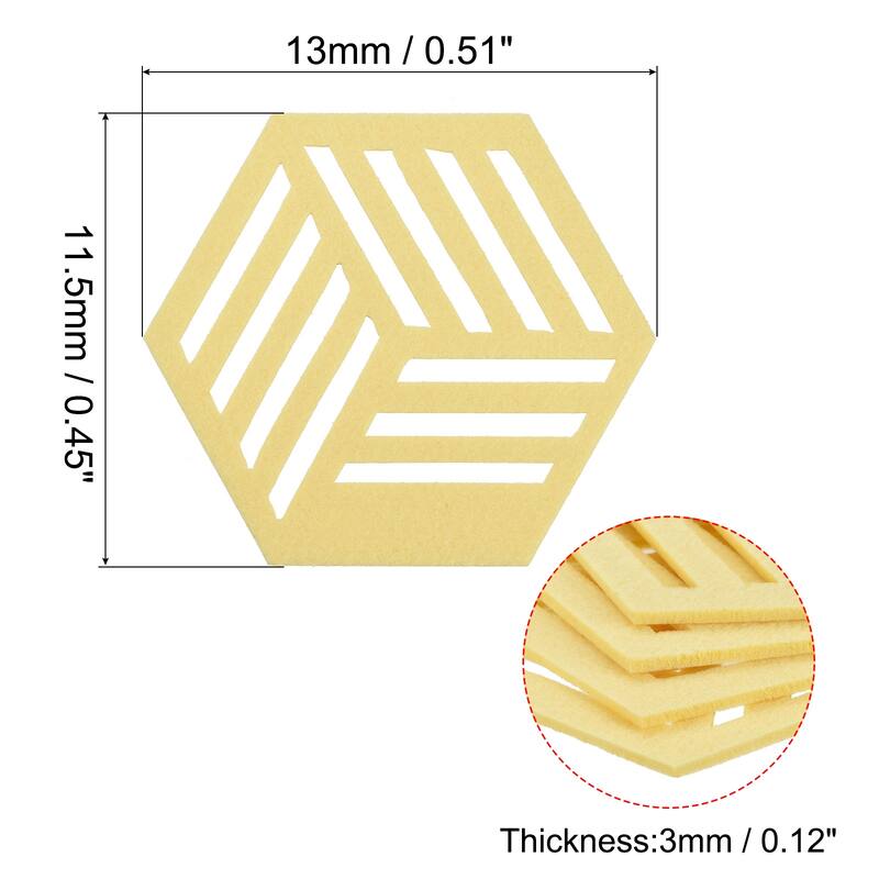 Felt Coasters, Hexagon Mat Pad Coaster for Drink Cup Pot Bowl Vase - Light Yellow
