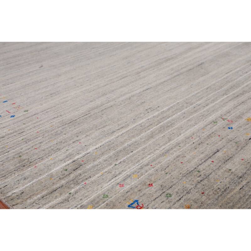 Striped Gabbeh Indian Area Rug Tribal Handmade Wool Carpet - 9'1" x 11'9"