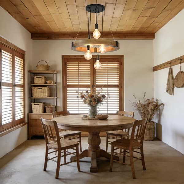 wood beam dining room lighting ideas farmhouse