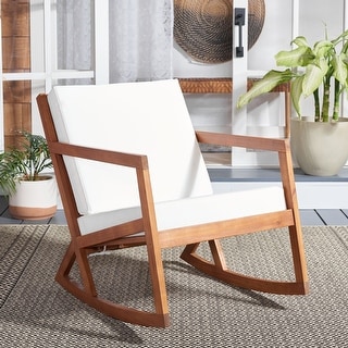 SAFAVIEH Outdoor Vernon Rocking Chair w/ Cushion - 25.6" W x 37.7" D x 30.7" H