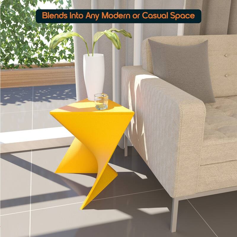 Randolph Modern Indoor Lightweight Side Table with Triangular Curved Design Accent End Table for Home Living Room or Bedroom
