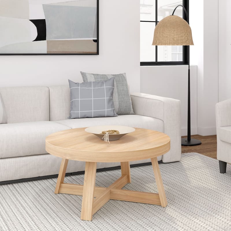 Plank and Beam Classic Round Coffee Table - 36" - Blonde Wirebrush