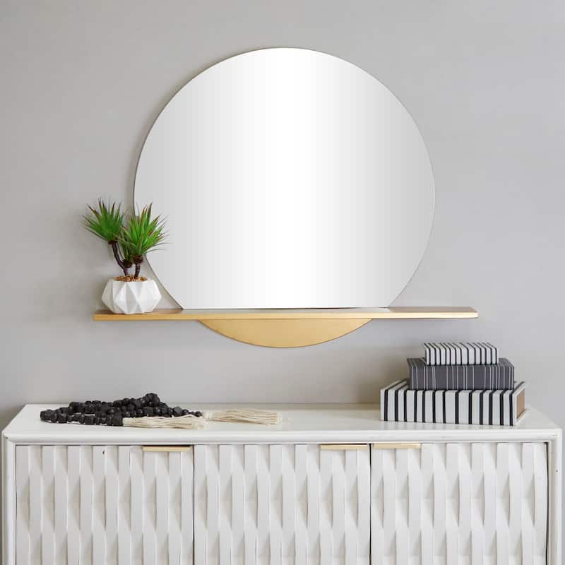 Metal 1 Shelf Wall Mirror - Gold - Roche River Decor