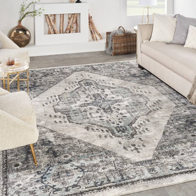 American Manor Formal Bordered Area Rug - 7'10" x 9'10" - Grey - Rectangle