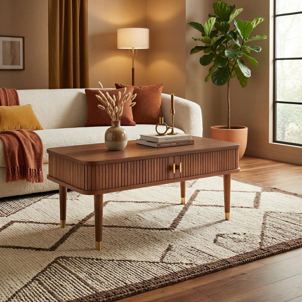 Studio London Murray American Wooden Walnut Coffee Table with Storage
