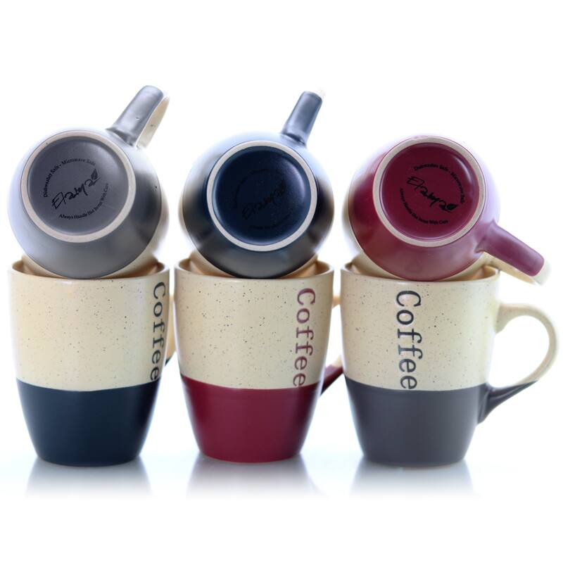 Elama Two Tone Speckled 6-Piece 12oz Mug Set with Stand in Misc Colors
