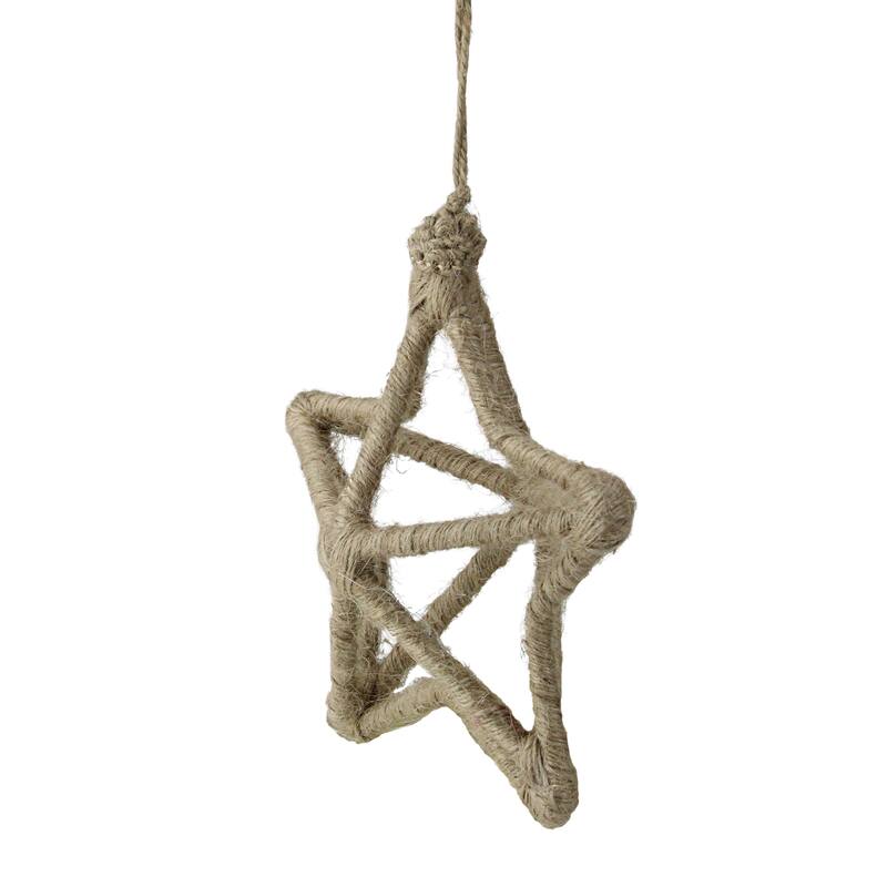5-Point Jute Star Christmas Ornament - 12" - Beige