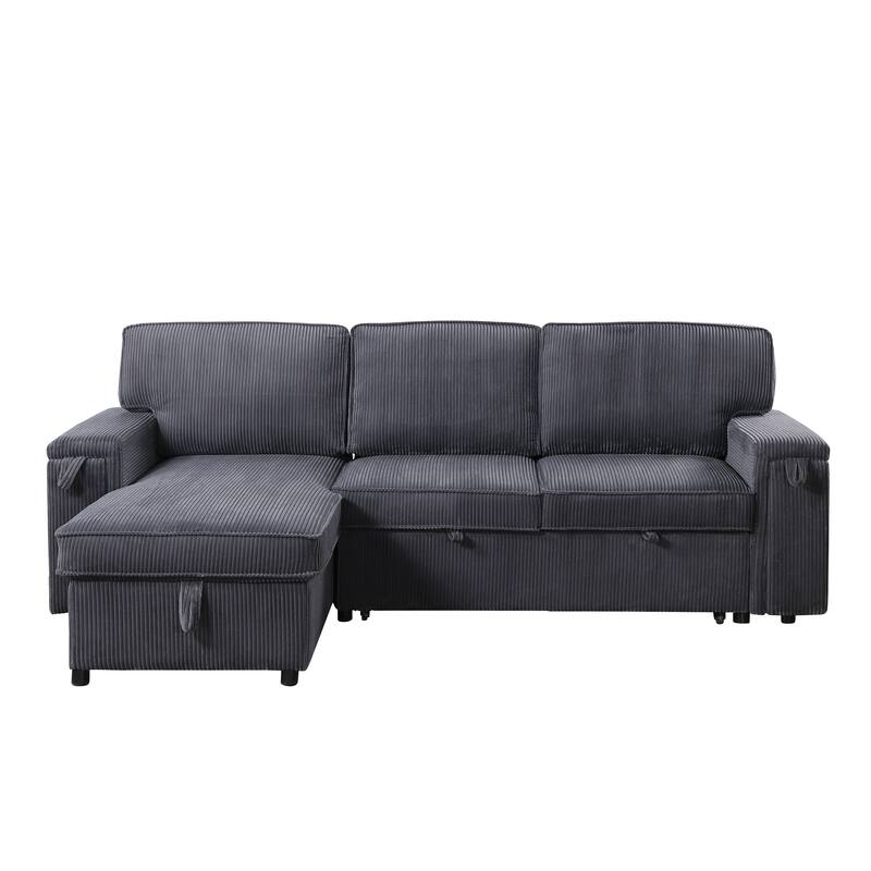 Sleeper Sectional with Storage, Upholstered Convertible Sofa Bed