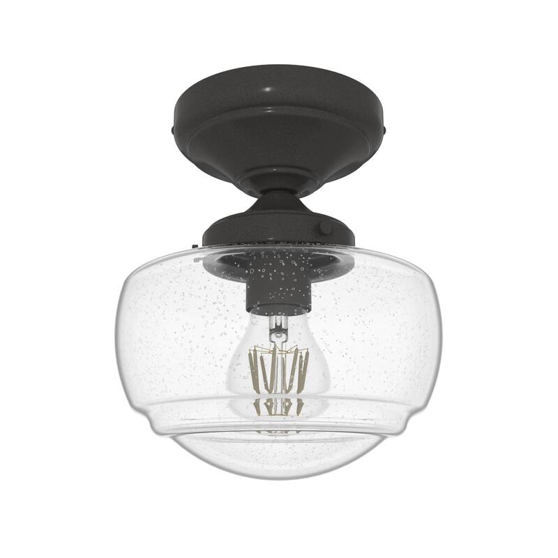 Hunter Saddle Creek 1 Light Contemporary Schoolhouse Flush Mount Ceiling Light - Bathroom, Hallway, Bedroom, Entry - Damp Rated!