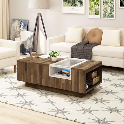 DH BASIC Modern Light Hickory 47-inch Two-tone 3-shelf Coffee Table by Denhour