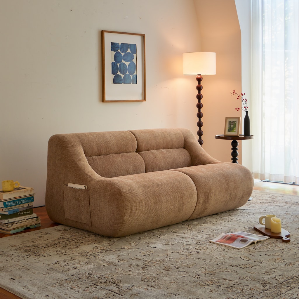 Chenille Loveseat, Memory Foam 2-Seater Couch Upholstered Deep Seat Sofa