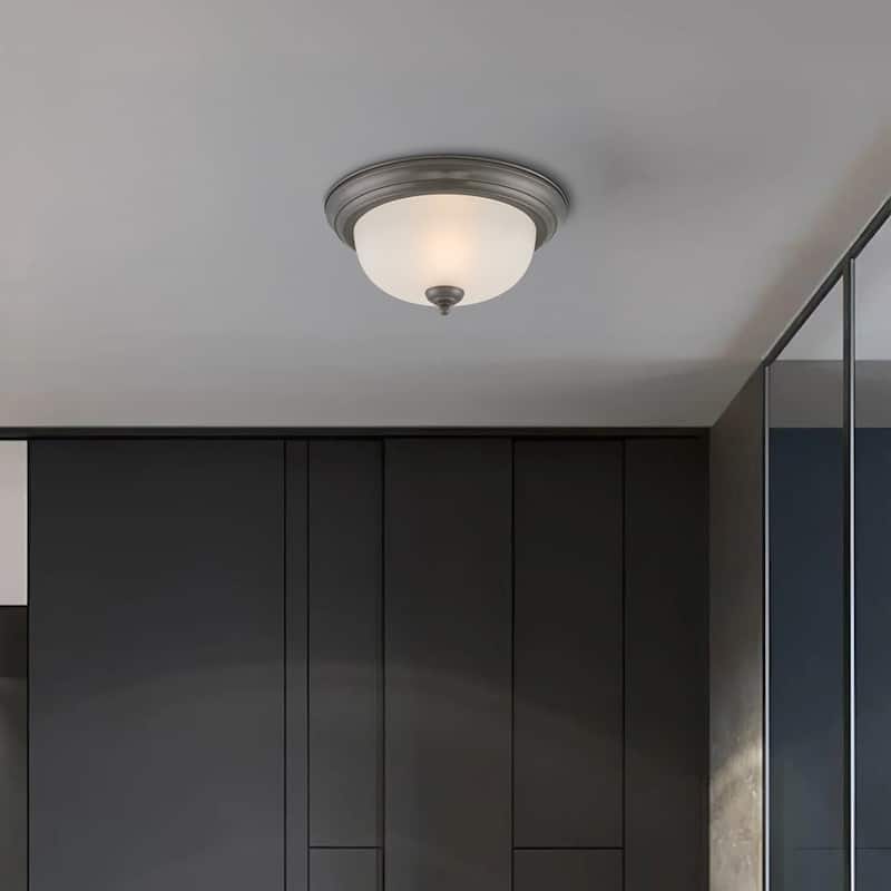 Elk Home Pendenza Oiled Bronze With White Glass Flush Mount