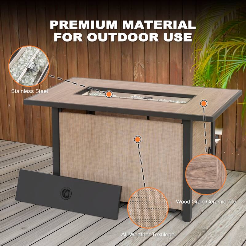 Outdoor 43 inch Fire Pit Table, 50,000 BTU Propane Fire Pit