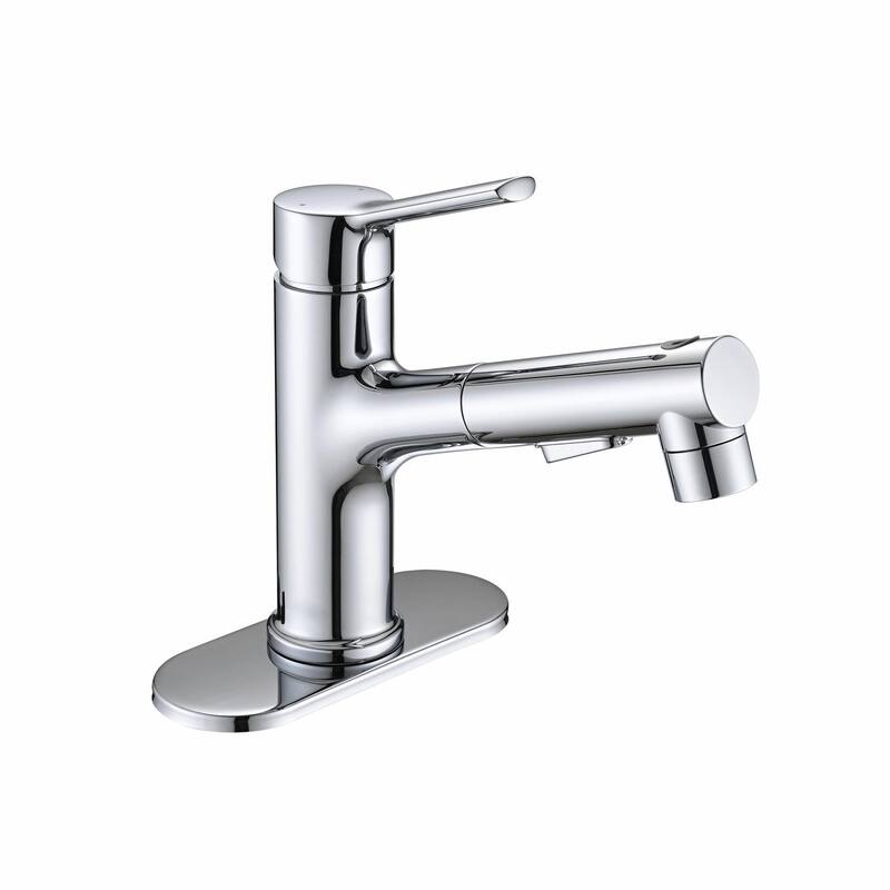 Stainless Steel Bathroom Faucet with Pull-Out Sprayer & 3 Settings