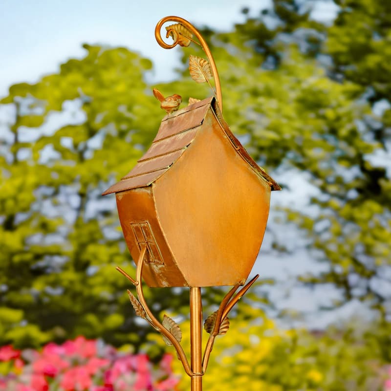 Antique Copper Saran Birdhouse Stake "Sheila"