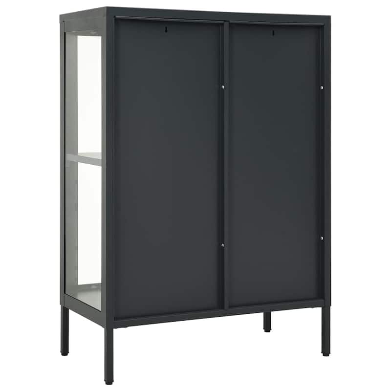 vidaXL Sideboard Anthracite 29.5"x13.8"x41.3" Steel and Glass