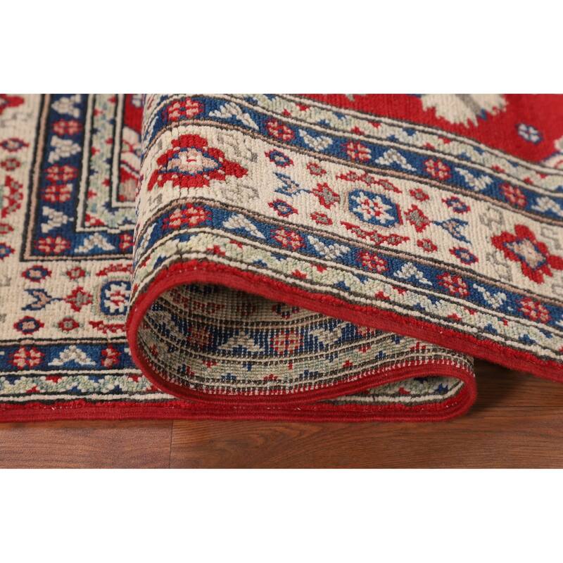 Red Kazak Accent Rug Hand-Knotted Foyer Wool Carpet - 3'3" x 5'3"