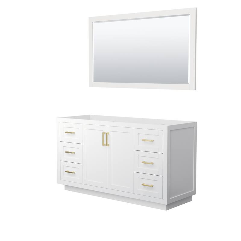 Wyndham Collection Miranda 60" Single Free Standing Vanity Cabinet - - White / Brushed Gold Hardware