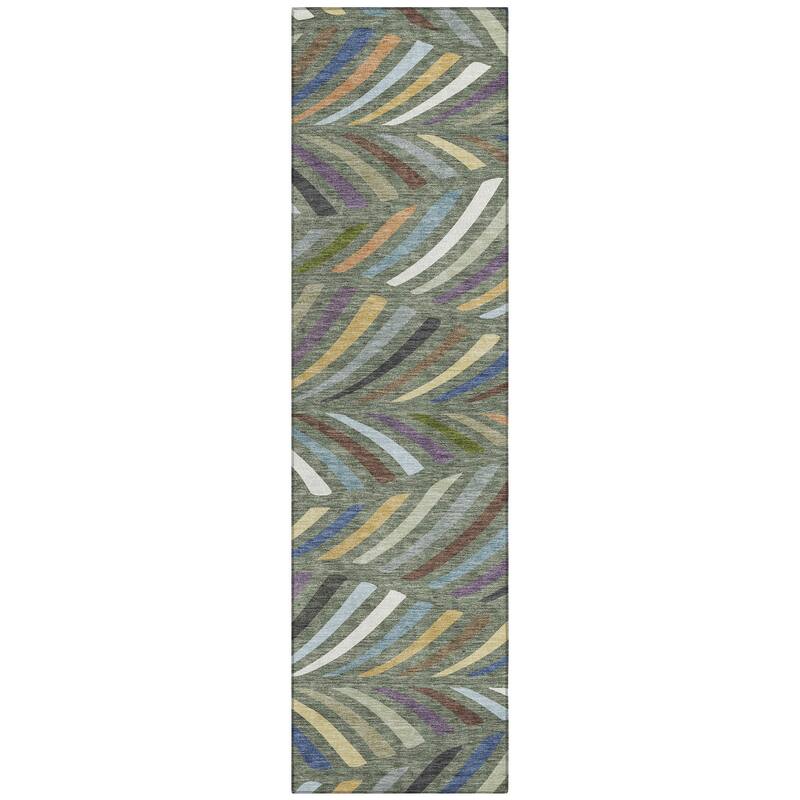 Machine Washable Indoor/ Outdoor Modern Feather Chantille Rug