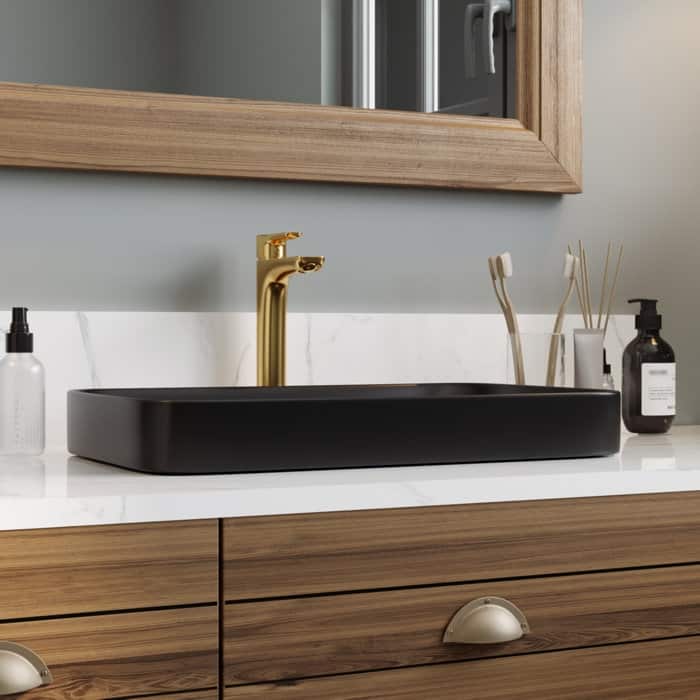DeerValley Ally 12'' White Ceramic Rectangular Vessel Bathroom Sink