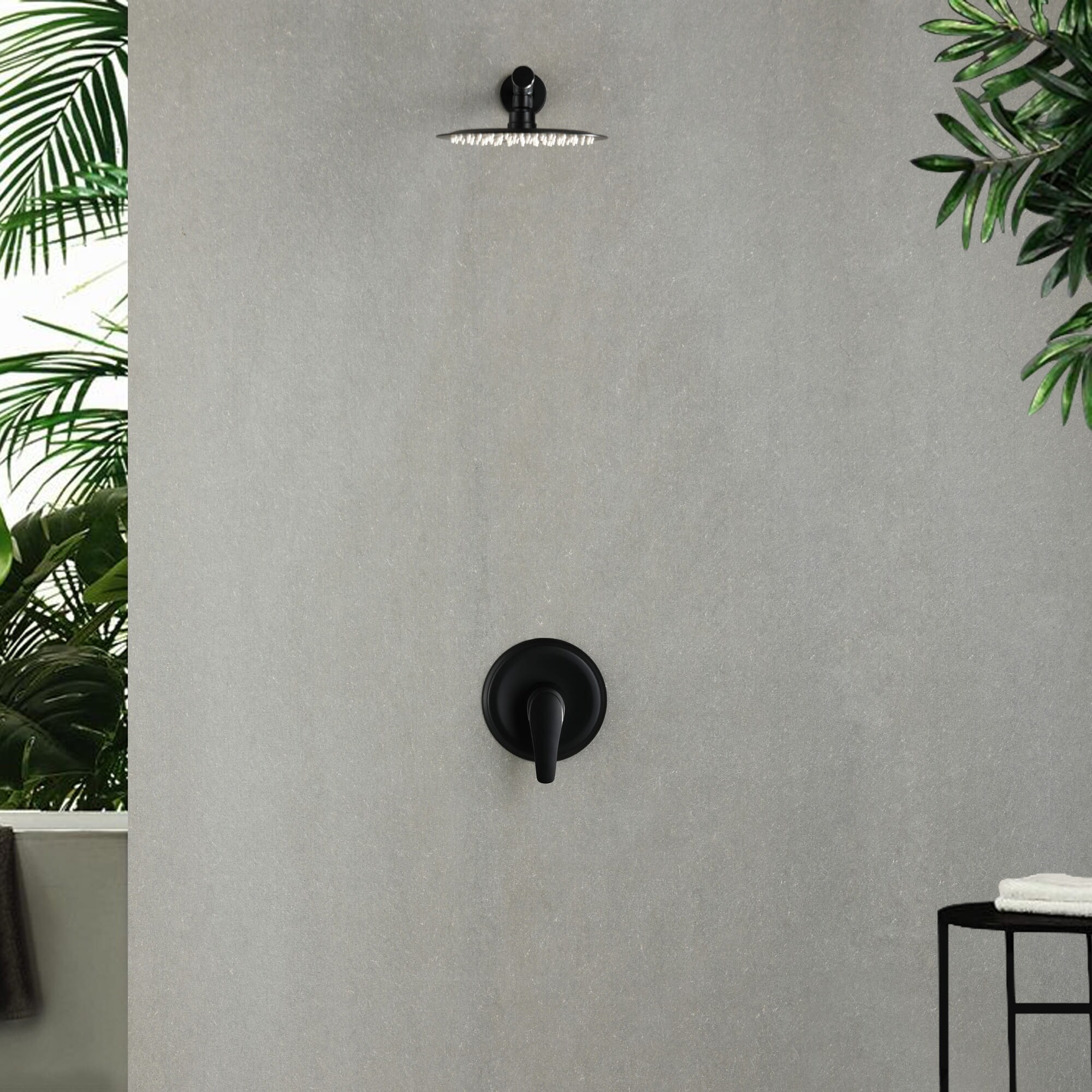 Wall Mount Shower Faucet With Rough-in Valve Modern Rainfall-image