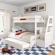 preview thumbnail 4 of 30, Max and Lily Modern Farmhouse Twin Over Full Bunk Bed With Staircase and Trundle White Wash