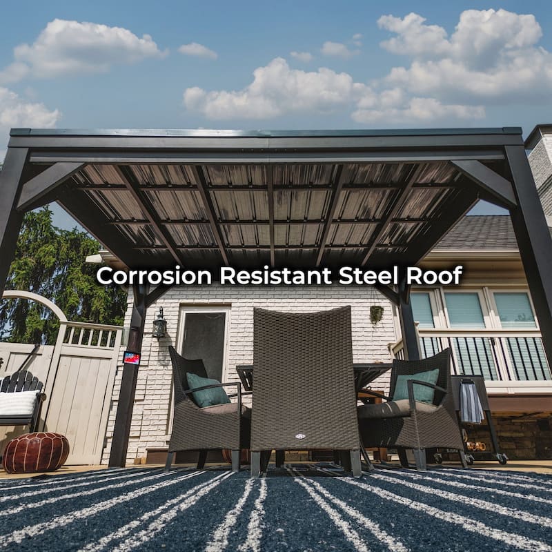 Backyard Discovery Stonebridge 12x9.5' Galvanized Steel Outdoor Gazebo
