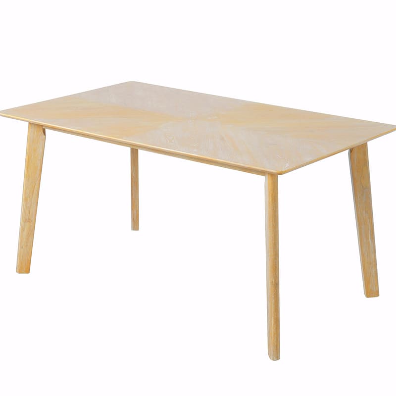 Retro Rubberwood Dining Table - Seats 6 - Farmhouse Style