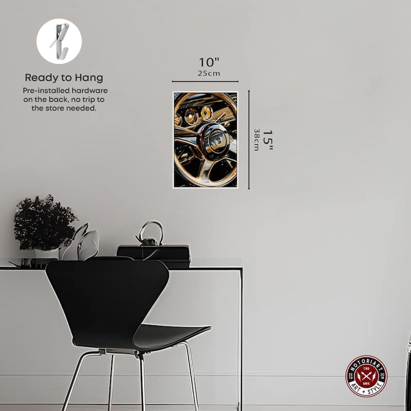 Notoriart Elegant Steering Wheel Framed Car 1 Piece Canvas Wall Art