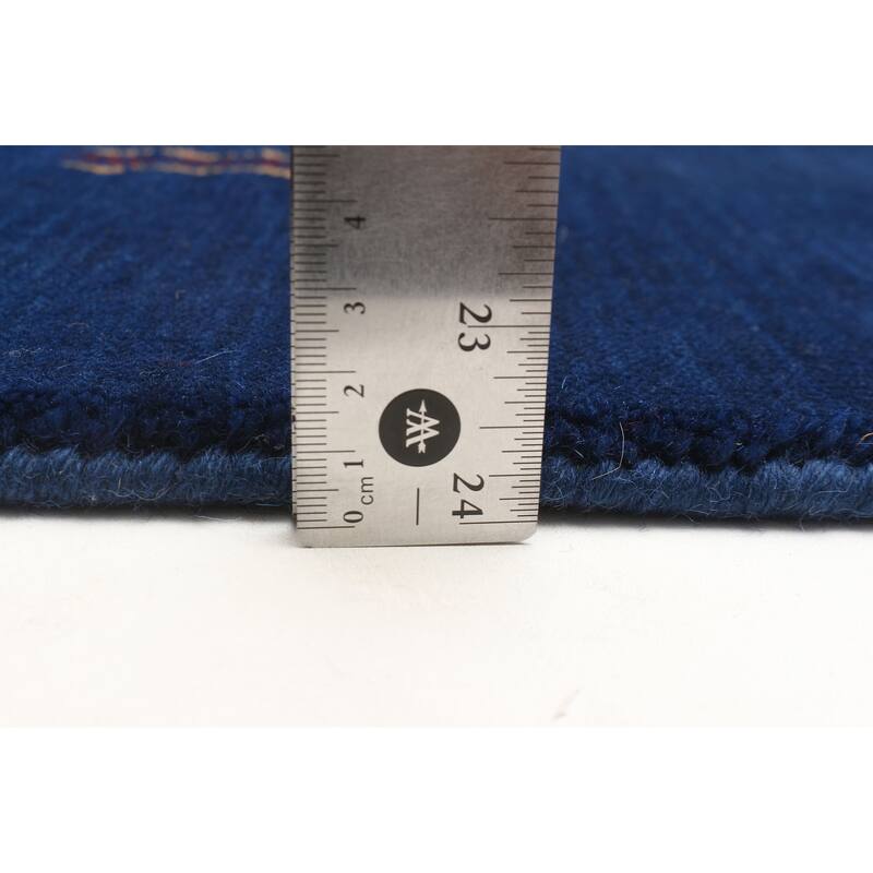 ECARPETGALLERY Hand Loomed Kashkuli Gabbeh Dark Blue Wool Rug - 2'8 x 7'7