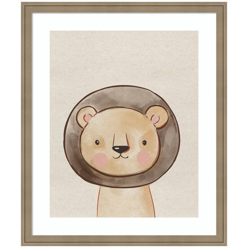 Kate and Laurel Baby Animal Lion Natural by The Creative Bunch Studio Framed Wall Art Print - 22x26