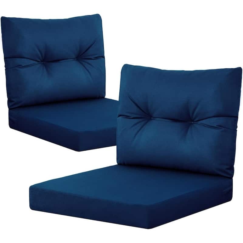 WINSOON 24x24 Inch Outdoor Deep Seat Cushion Set,Waterproof and Resistant Set Of 2 - Navy Blue