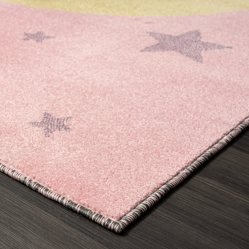 Kids Teddy Bear on the Moon Area Rug
