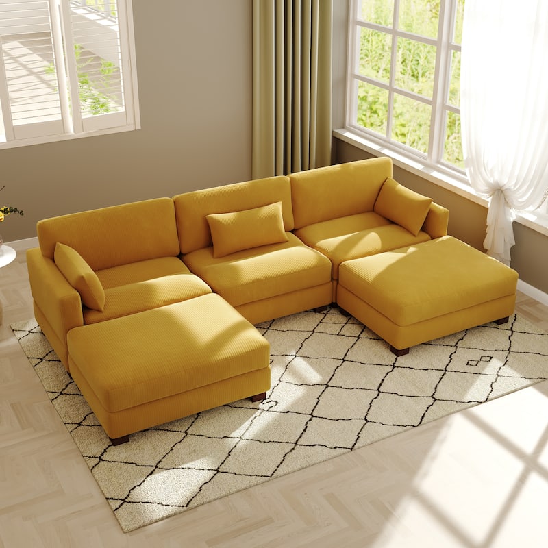 Modern U-shaped Modular Corduroy Sectional Sofa
