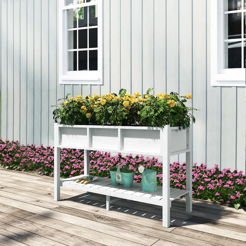 Lesly 46.37 in. Modern Rectangular White Planter Box - 46.37"D×17.69"W×28.67"H