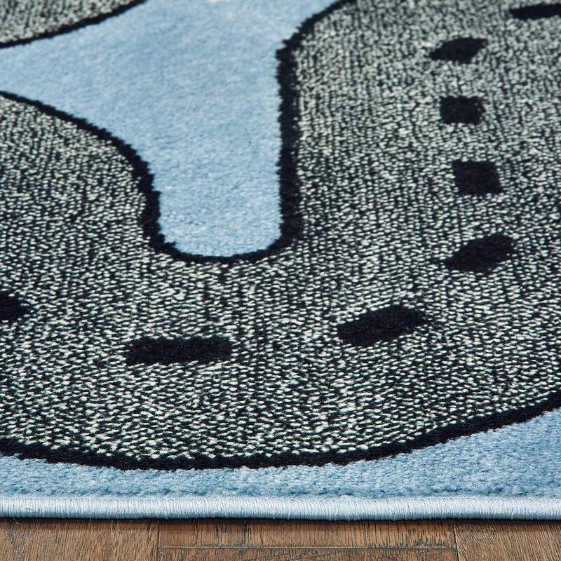 Wren Light Blue Race Track Children's Indoor Area Rug by Sevita