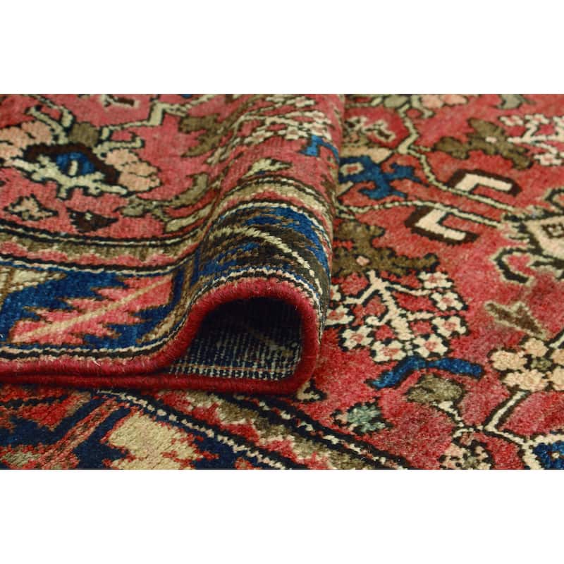 Fine Vintage Distressed Bousseh Rust/Navy Runner - 3'2" x 9'1"