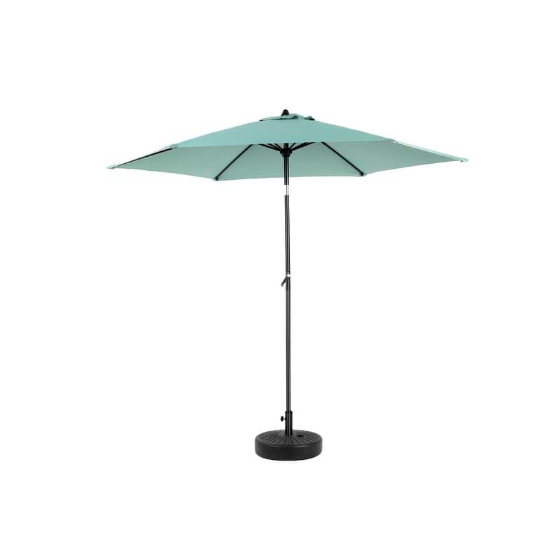 Push-Button Tilt 9FT Patio Umbrella - Easy Crank Lift, 6 Sturdy Ribs (Base Not Included)