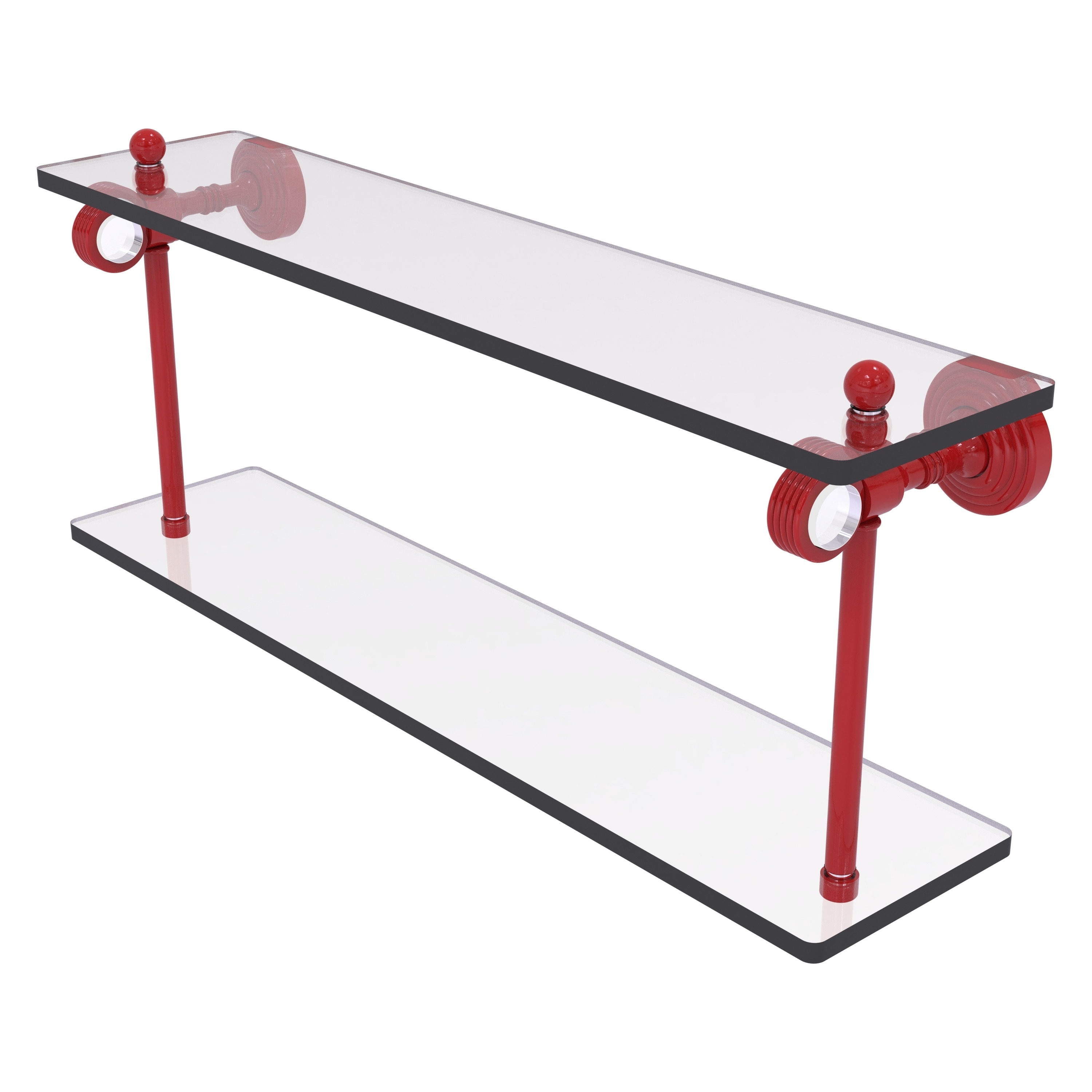 Allied Brass Pacific Grove Collection 16 Inch Two Tiered Glass Shelf with Grooved Accents