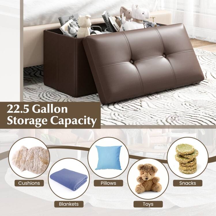 Upholstered Square Footstool with PVC Leather Surface for Bedroom