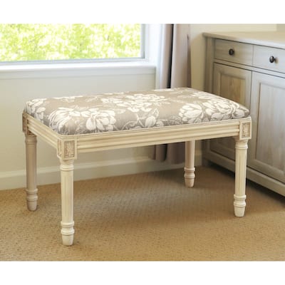 Taupe Magnolia Bench with Antique White Finish